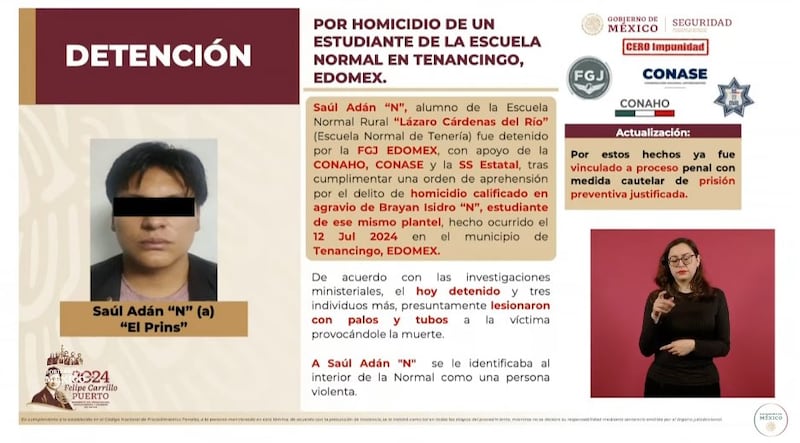 El Che, director normal de Tenería, detenido por encubrir homicidio