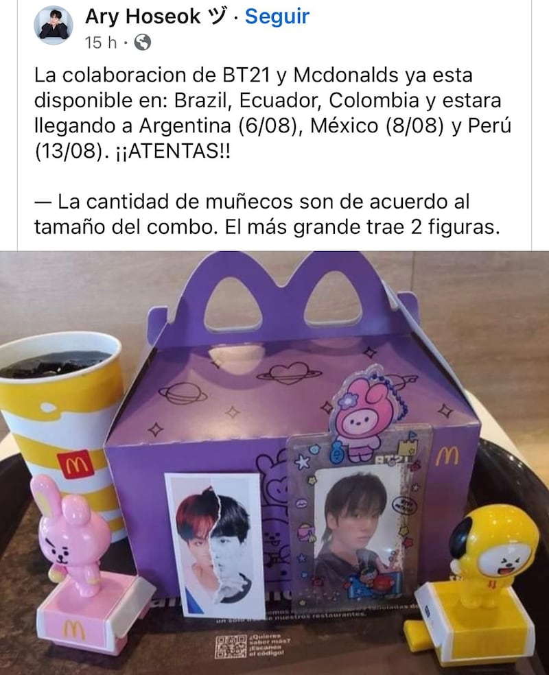 Información no oficial sobre la llegada de la colaboración de BTS con McDonald's