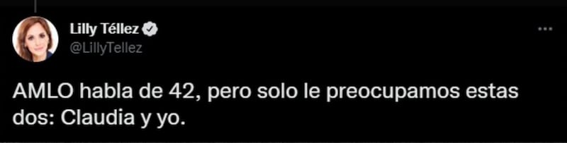 La senadora respondió "Sólo le preocupamos estas dos: Claudia y yo", y posteriormente borró el mensaje.