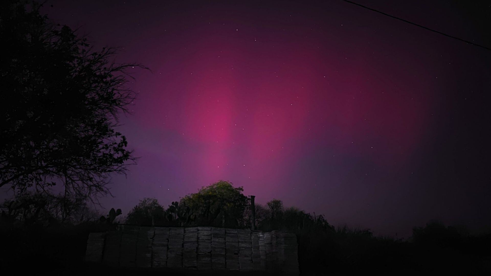 Aurora boreal desde Ciudad Obregón en Sonora, México.