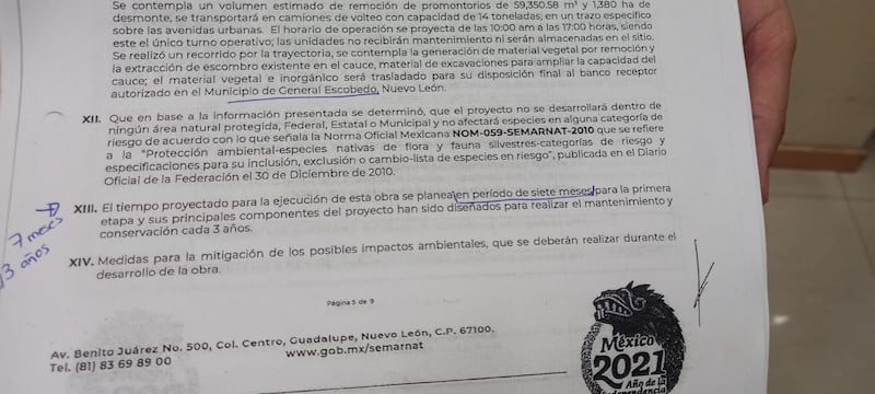 En este documento se establece que el desmonte del Santa Catarina debe realizarse en un lapso de siete meses, no de forma inmediata.