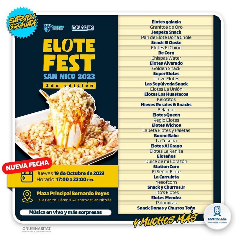 Estos son los establecimientos dedicados a la venta de elote que participarán.