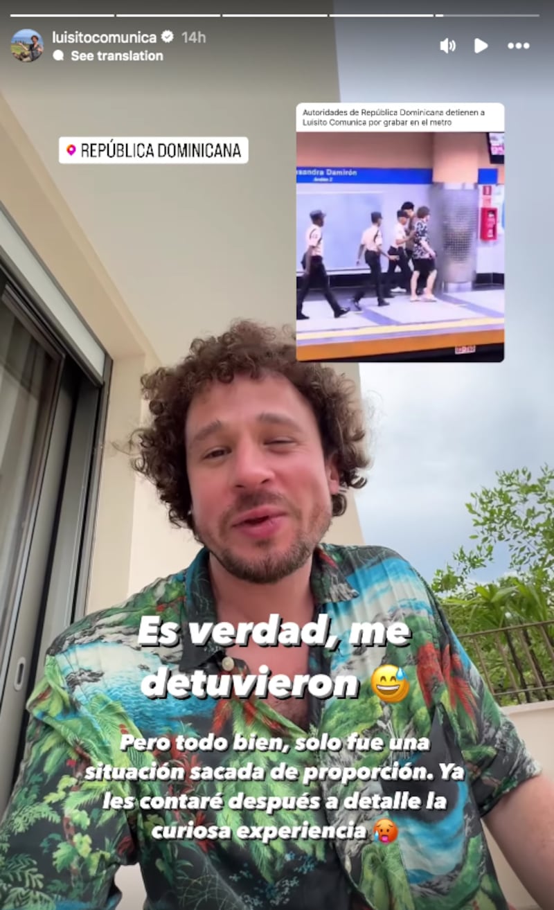 Historia de Luisito Comunica en Instagram