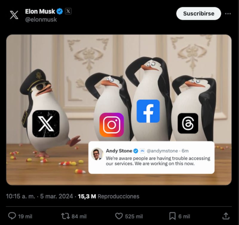 Elon Musk se burla de la caída de Facebook e Instagram