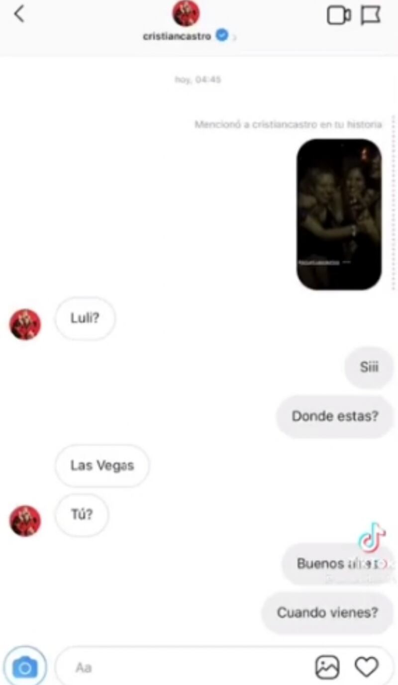 Conversación de Cristian Castro con fan. / Foto: TikTok.