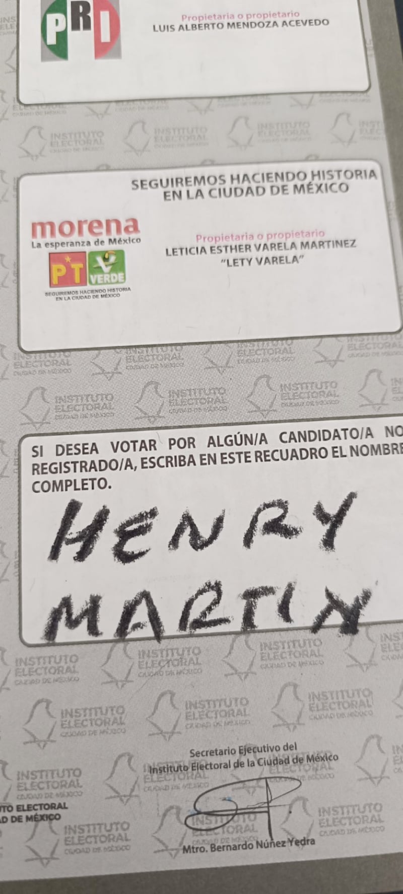 Henry Martín figuró en la urna presidencial de este 2 de junio.