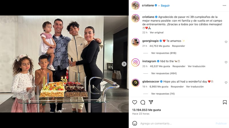 Hija de Cristiano Ronaldo se roba el protagonismo de su fiesta de cumpleaños