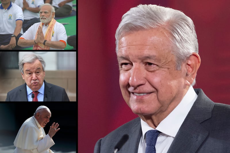 El presidente Andrés Manuel López Obrador propuso una terna de líderes globales que pueden trabajar por la paz mundial, integrada por Antonio Guterres, el Papa Francisco y Narendra Modi