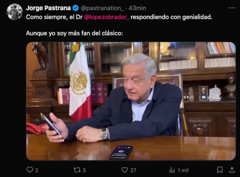 Memes de AMLO y Mile en redes sociales.