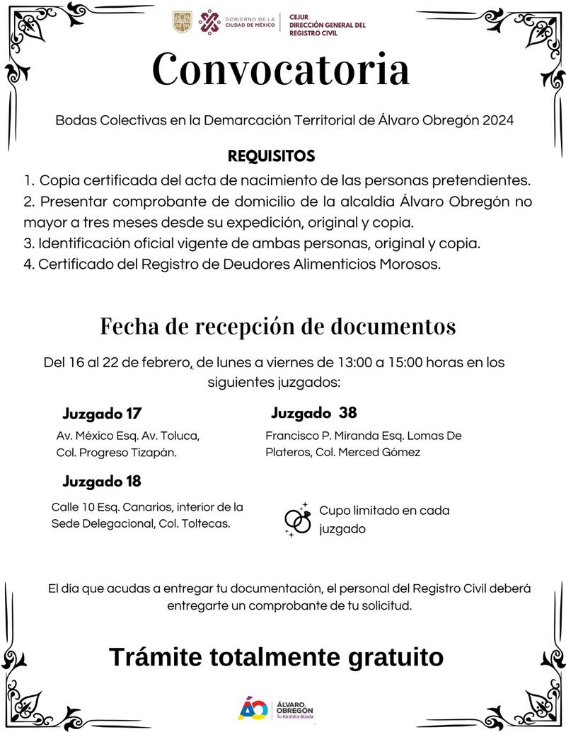 Requisitos y documentos para casarte gratis en el Registro Civil de CDMX