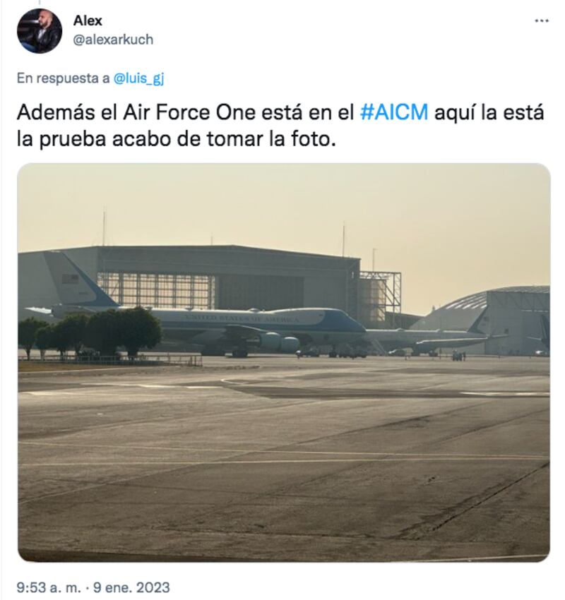 El avión de Biden fue visto en el hangar presidencial