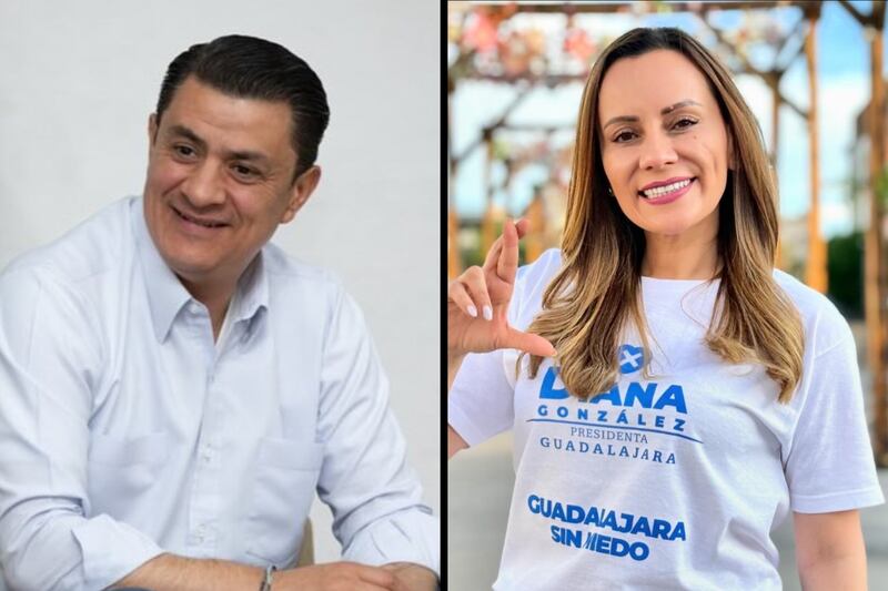 Chema Martínez, Morena - PT- PVEM (izquierda) y Diana González, PAN - PRI - PRD (derecha).