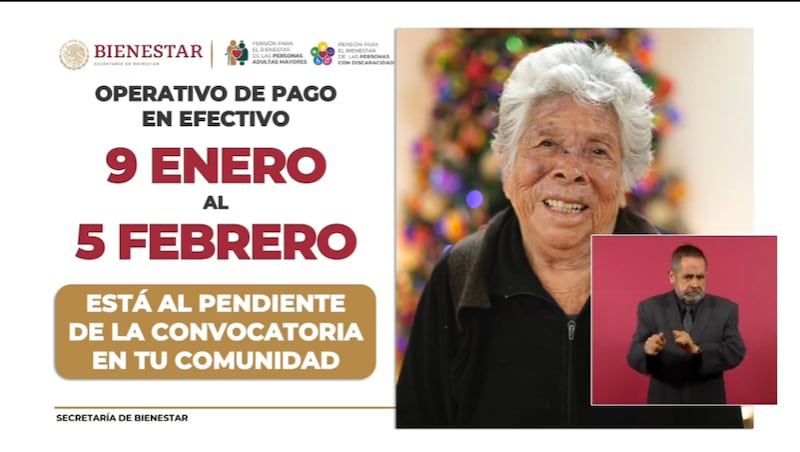 Pago en efectivo de la pensión del Bienestar.