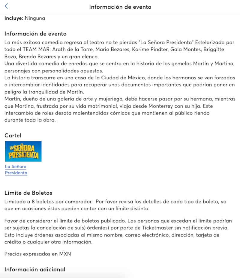 La obra de teatro La Señora Presidenta anuncia a Gala y Karime como integrantes del elenco.