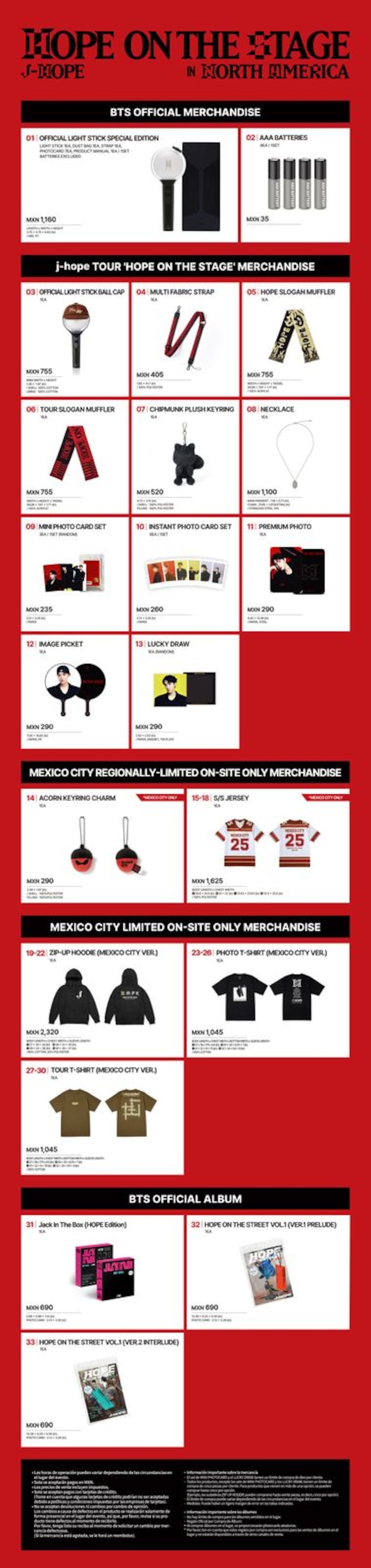 Mercancía de j-hope disponible para México