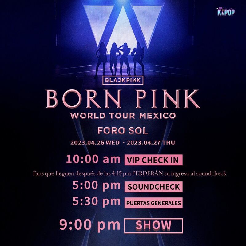 Horarios de acceso para BLACKPINK