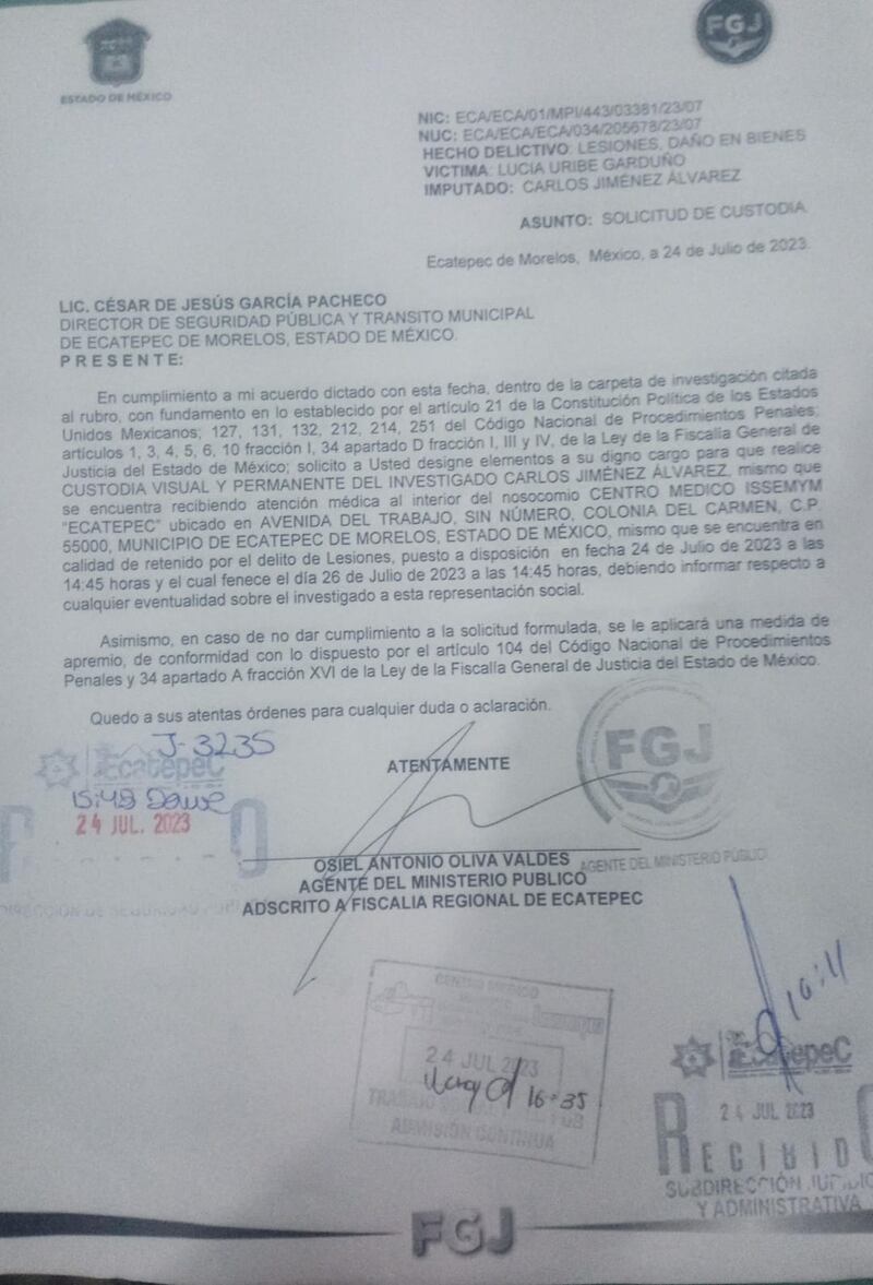 Carpeta de investigación del oficial que atropelló a una señora en Ecatepec