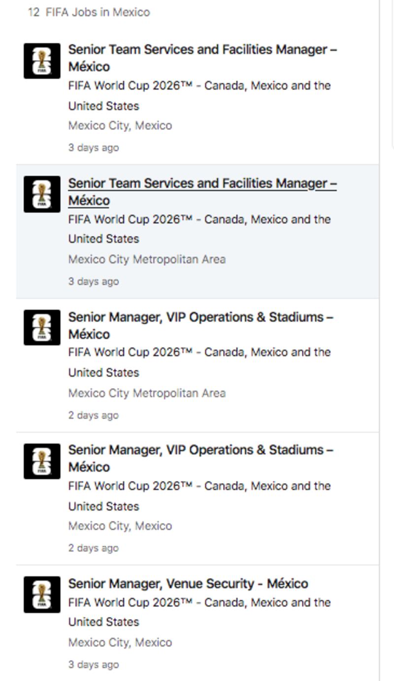 Ofertas de empleo FIFA Mundial 2026. (Linkedin).