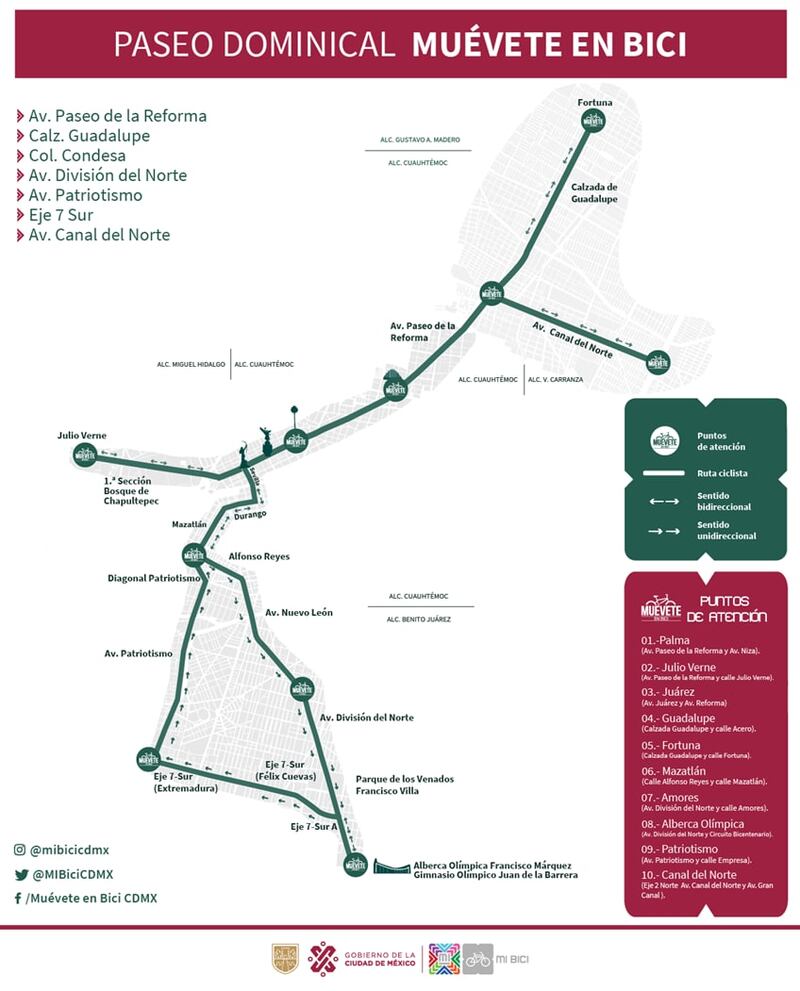 Mapa de la ruta en Reforma (Especial).